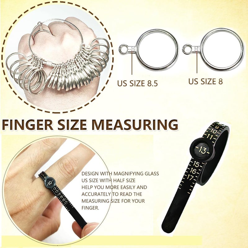 EJOQSON Ring Sizer Measuring Tool Ring Mandrel Metal Ring Sizing Kit Ring Size Measurer Ring Shaper to Fix Bent Rings Reshaper Tool Women Mens Ring Sizers Fixer Repair Kit Jewelry Mandrel and Mallet - Image 5